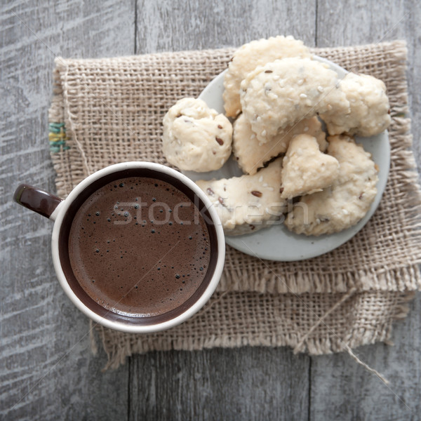 Fresh baked savoury scones and coffee Stock photo © nessokv