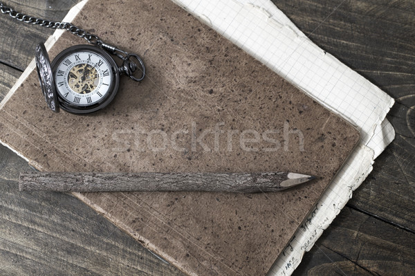 Schors gedekt potlood oud papier papier hout Stockfoto © nessokv