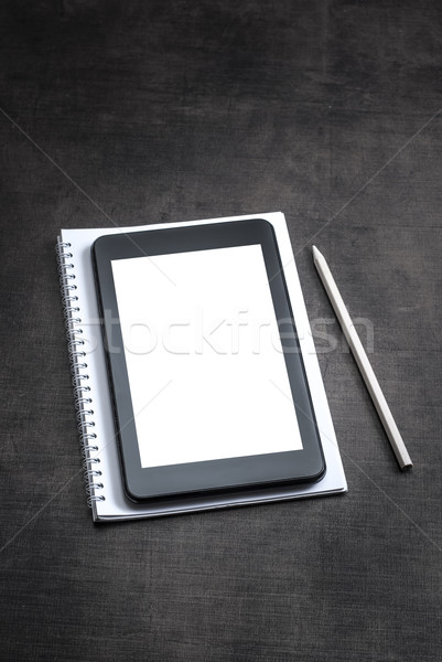 White blank screen on the tablet pc on wooden background Stock photo © nessokv