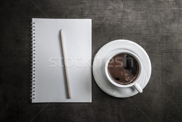 Caderno caneta mesa de café escritório papel café Foto stock © nessokv