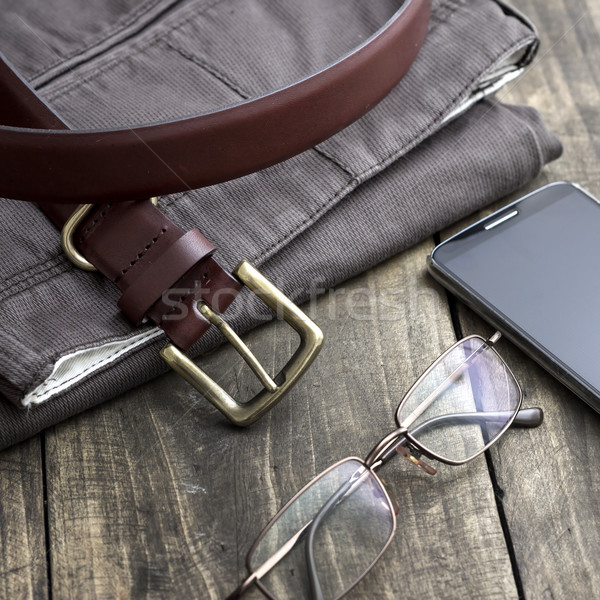 Close up  shot of men's winter clothes Stock photo © nessokv