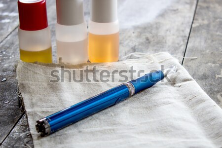 kit for healthy smoking on old wooden plank Stock photo © nessokv