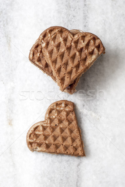 Stock photo: heart shaped waffles  on table