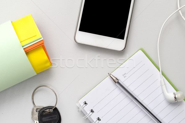 work place with phone and notepad Stock photo © nessokv