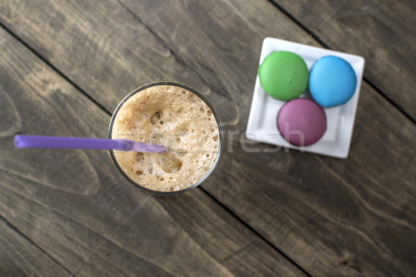 Macaron cookies and coffee on table Stock photo © nessokv