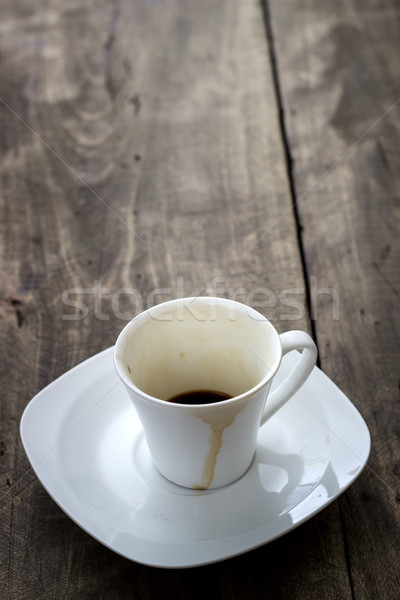 Pusty kubek espresso drewniany stół kawy Zdjęcia stock © nessokv