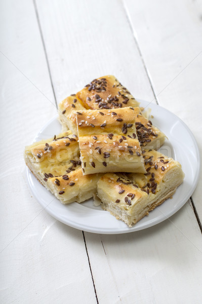  Homemade mini cheese pie on wooden background Stock photo © nessokv