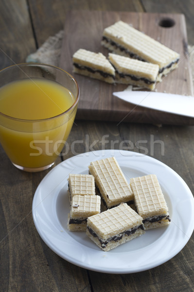 Waffle cake with  chocolate and juice Stock photo © nessokv