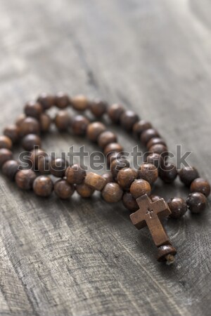 Legno rosario perline vecchio legno sfondo Foto d'archivio © nessokv