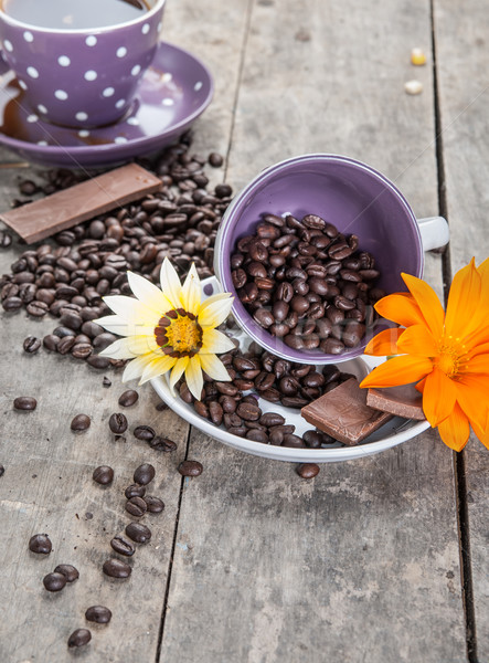 Stock fotó: Kávé · csokoládé · virág · fa · művészet · asztal