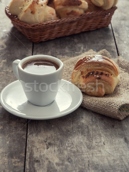 cup of coffee and croissants Stock photo © nessokv