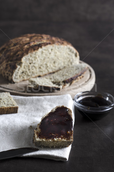Stock fotó: Lekvár · kenyér · közelkép · fotó · házi · készítésű · reggeli