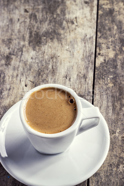 Foto stock: Xícara · de · café · velho · mesa · de · madeira · cor · copo · imagem