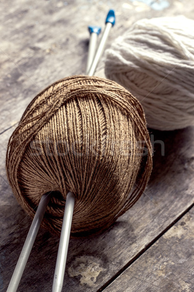 Ball of wools and needles. Stock photo © nessokv