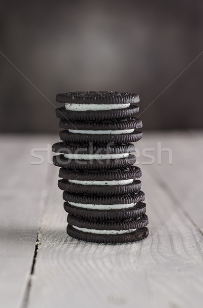 Chocolate Cookies with Vanilla Cream Filling Stock photo © nessokv