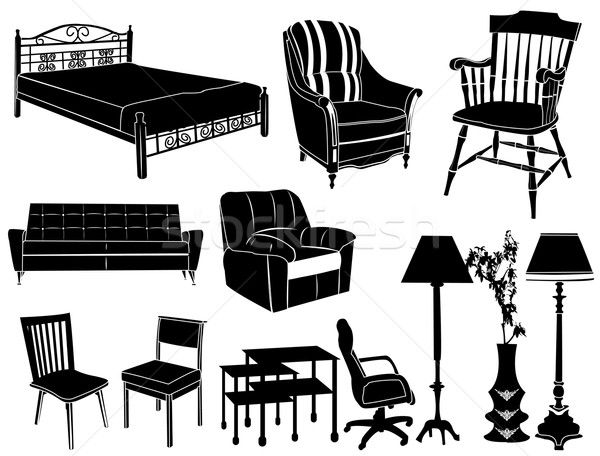 Mobiliário vetor projeto quarto cadeira preto Foto stock © Nevenaoff