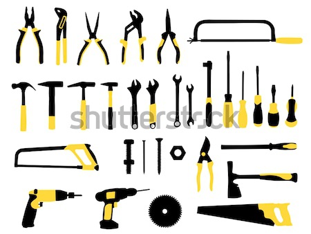 строительство инструменты рабочие Живопись силуэта молота Сток-фото © Nevenaoff