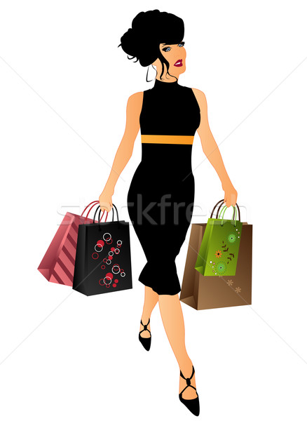 Vásárlás idő lány bevásárlótáskák nő mosoly Stock fotó © Nevenaoff