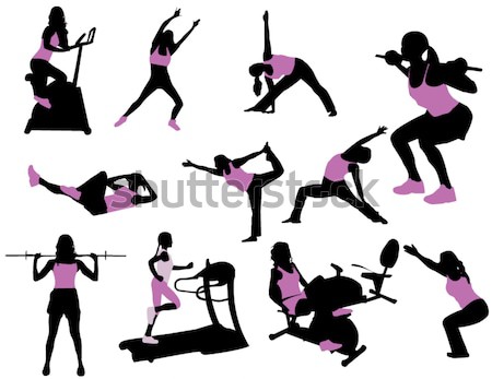 Testmozgás lány nők fitnessz háttér tornaterem Stock fotó © Nevenaoff