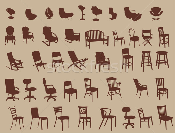 Cadeiras silhuetas textura arte tabela quarto Foto stock © Nevenaoff
