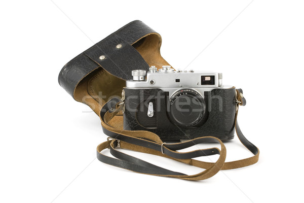 Régi fényképezőgép klasszikus analóg kamera bőr izolált Stock fotó © newt96