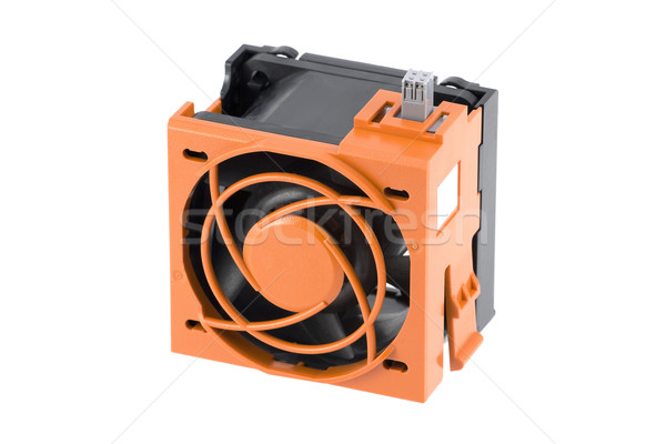 Ventilator portocaliu protecţie cuşcă serverul racire Imagine de stoc © newt96