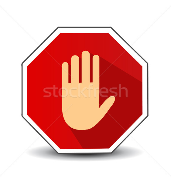No entry hand sign with long shadow in flat style. Stock photo © nezezon