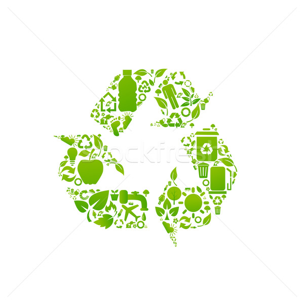 Vektor újrahasznosít feliratok zöld nyíl környezet Stock fotó © nezezon