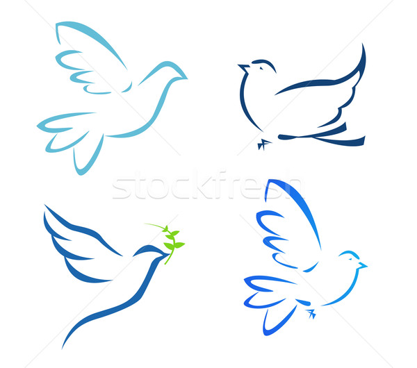 Vector illustration of flying dove Stock photo © nezezon