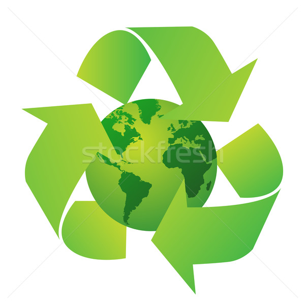 Stockfoto: Wereld · wereldbol · recycleren · borden · vector · kaart