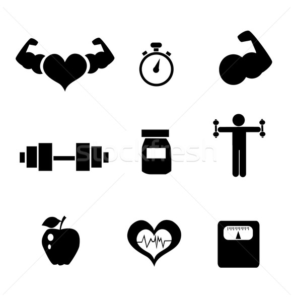 健身 圖標 蘋果 框 訓練 臂 商業照片 © nezezon