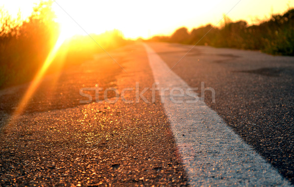 Сток-фото: дороги · впереди · закат · пейзаж · лет · оранжевый