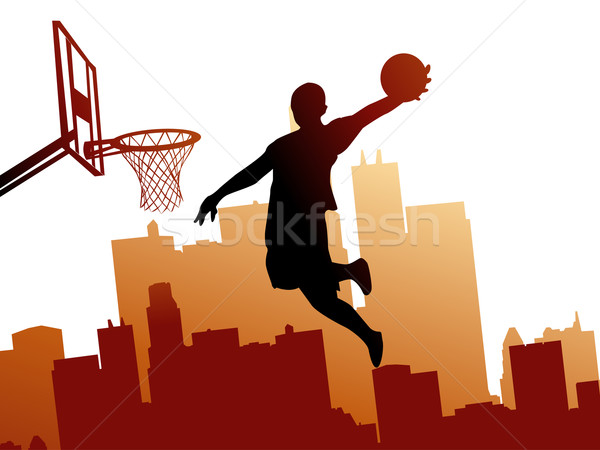 Ontwerp mannen springen bal silhouet Stockfoto © nezezon