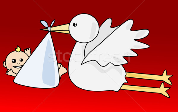 Stork and baby vector illustration Stock photo © nezezon