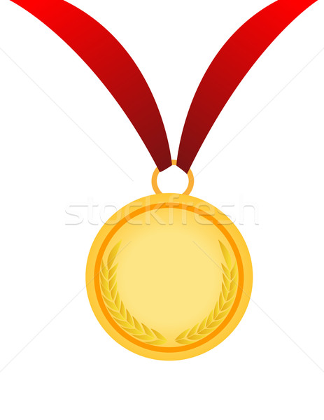 [[stock_photo]]: Médaille · d'or · succès · ruban · jeux · gagner · attribution