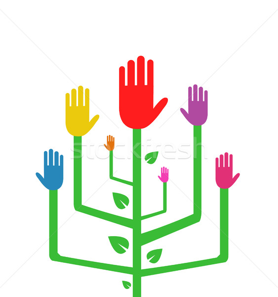 Vector Illustration of an Abstract Tree with Colorful Hands Stock photo © nezezon