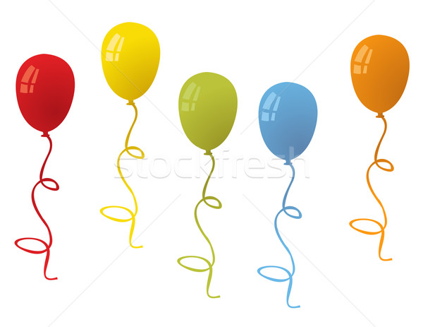 氣球 舞會 向量 生日 橙 藍色 商業照片 © nezezon