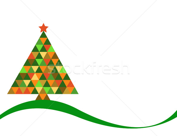 Karácsonyfa szívárványszínű keret művészet zöld tél Stock fotó © nezezon