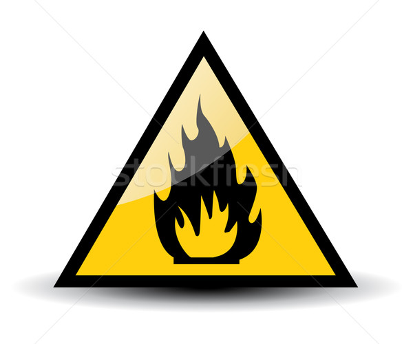 Fire warning sign on white Stock photo © nezezon
