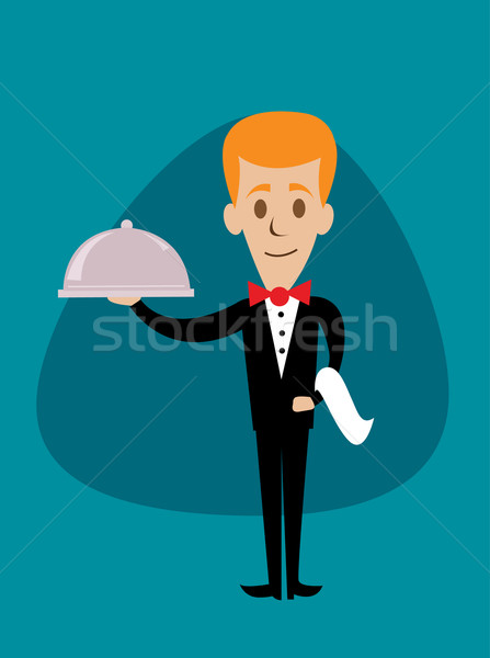 waiter holding a serving platter or silver cloche  Stock photo © nezezon