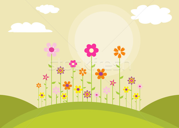 Coloré fleurs du printemps rose heureux design feuille Photo stock © nezezon