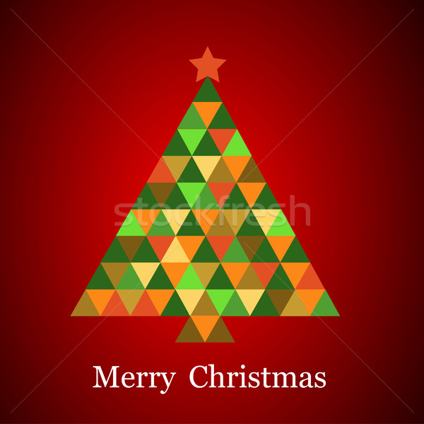 Karácsonyfa szívárványszínű keret művészet zöld tél Stock fotó © nezezon
