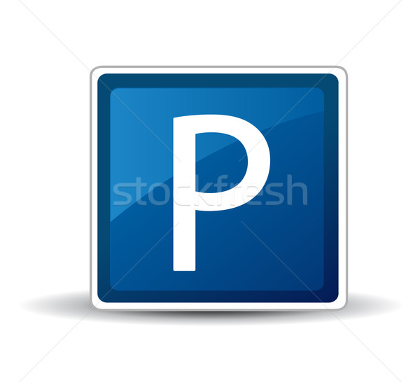 Parking podpisania niebieski miejskich informacji Europie Zdjęcia stock © nezezon