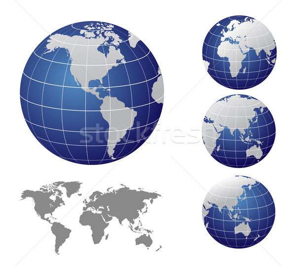 Vector Map and Globe of the World Stock photo © nezezon