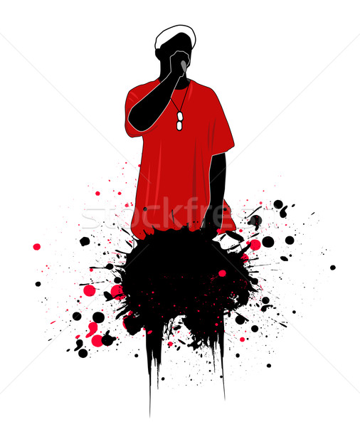 Rapper buli férfi diszkó sziluett zenekar Stock fotó © nezezon