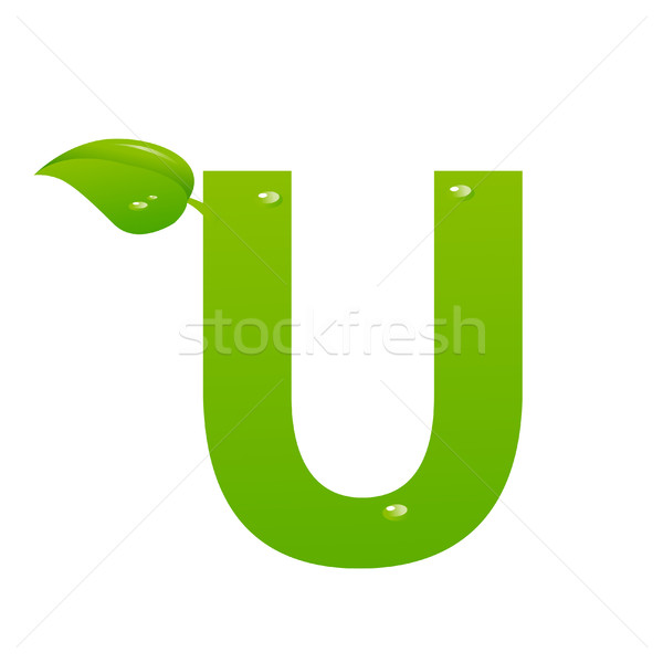 Green eco letter U vector illiustration Stock photo © nezezon