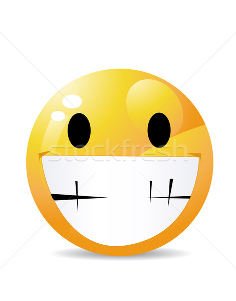 Emoticon branco sorrir feliz projeto retro Foto stock © nezezon