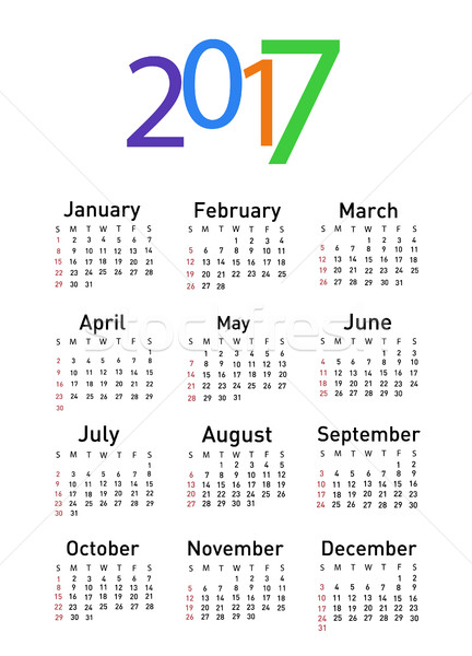 Calendar for 2017 Stock photo © nezezon