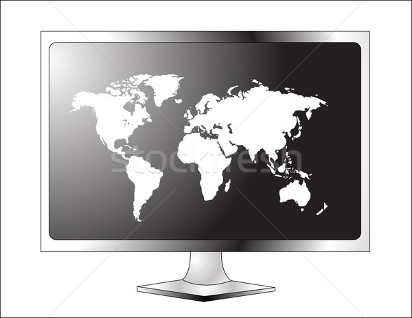 [[stock_photo]]: Plasma · LCD · tv · carte · du · monde · télévision · film