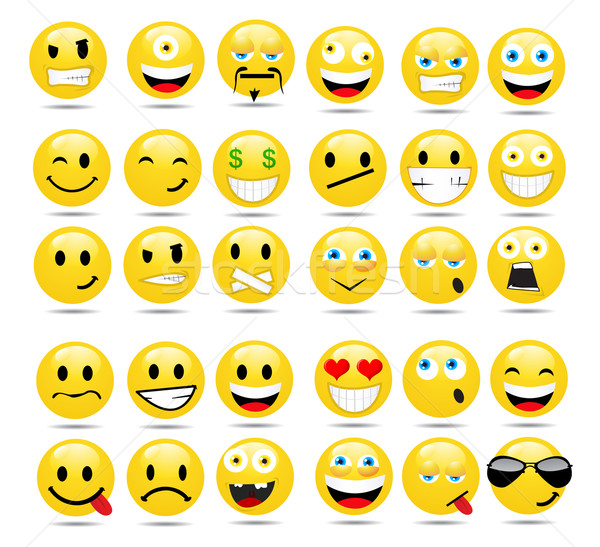 Vector set emoticoane zâmbet semna Imagine de stoc © nezezon